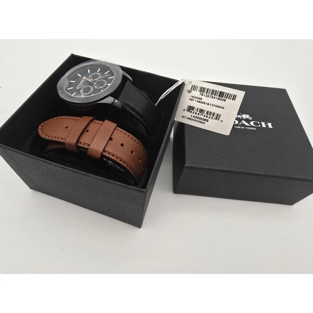 New Coach Casey Men's Watch set with black and brown interchangeable bands